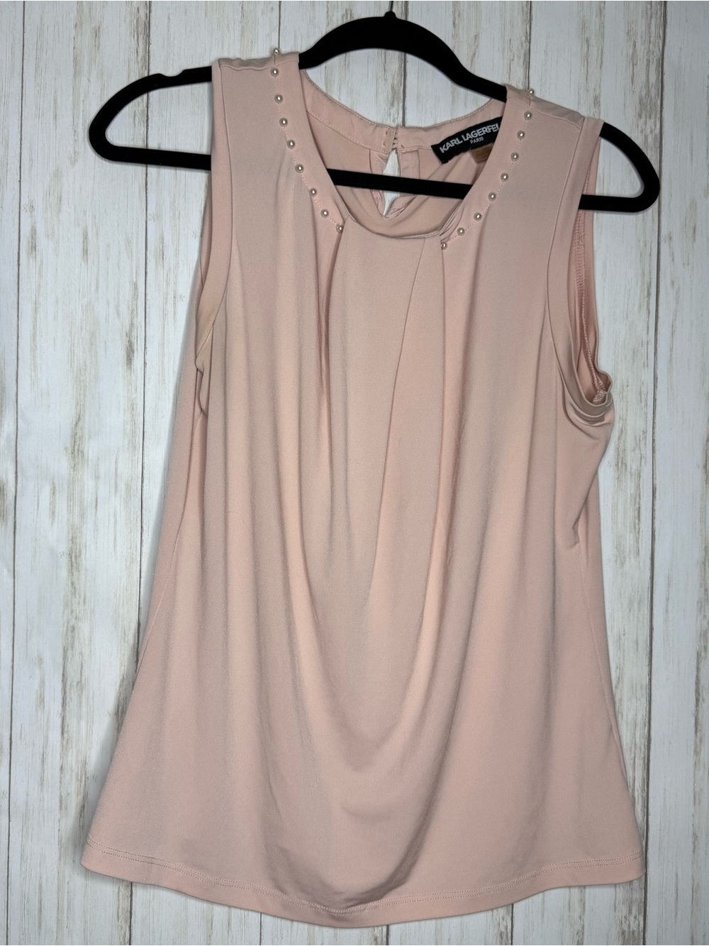 Karl Lagerfeld Baby Pink Pearl Tank